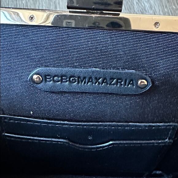 BCBGMaxAzria Black Feathered Clutch Gold Chain - Picture 6 of 12